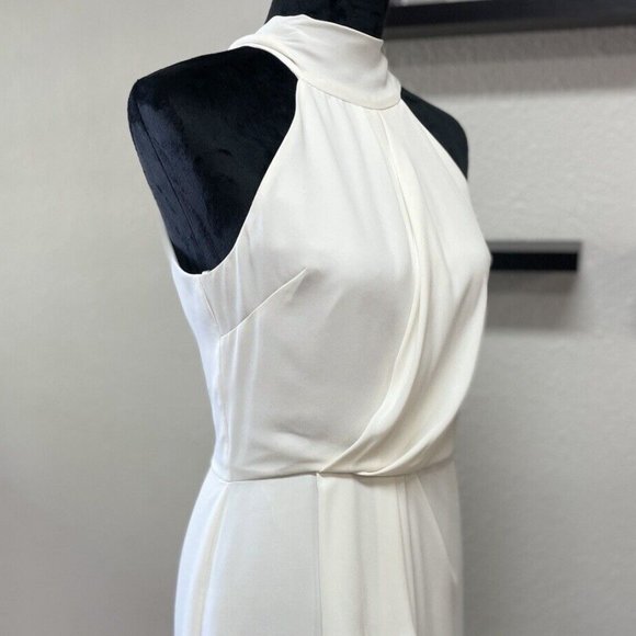 Halston Mock-Neck Mini Dress in Chalk Sz 2 - Picture 9 of 14